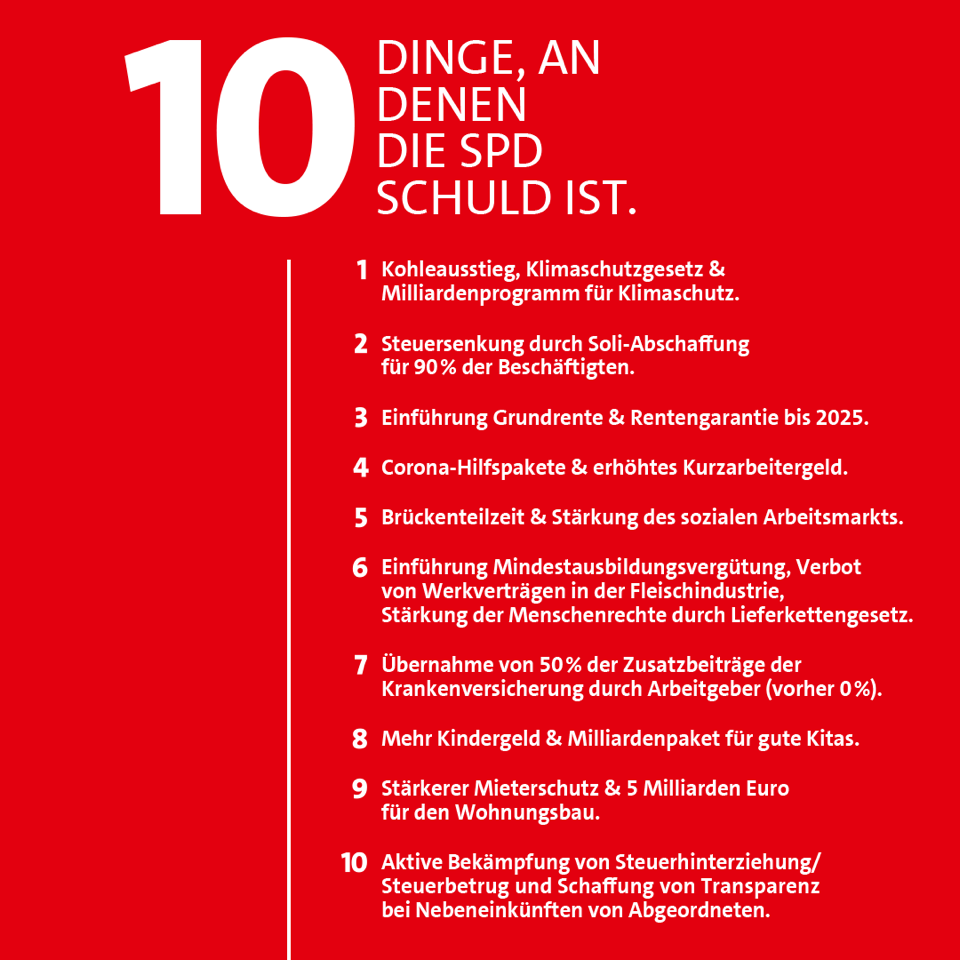 10 Dinge, an denen die SPD Schuld ist.