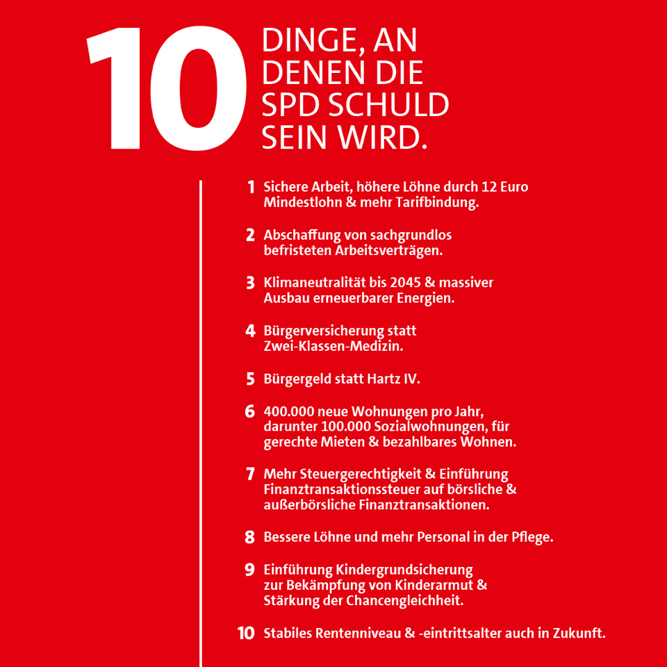 10 Dinge, an denen die SPD Schuld sein wird.